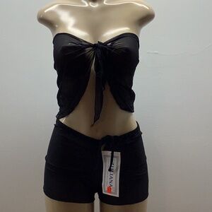 Zuliana Size S/M Black Mesh Shorts & Top. New With Tags.